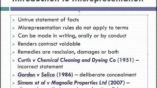 Misrepresentation Lecture 1 of 4 [upl. by Hnib]